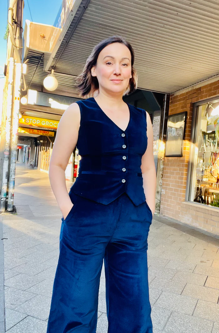 Navy Velvet Vest - Image 5