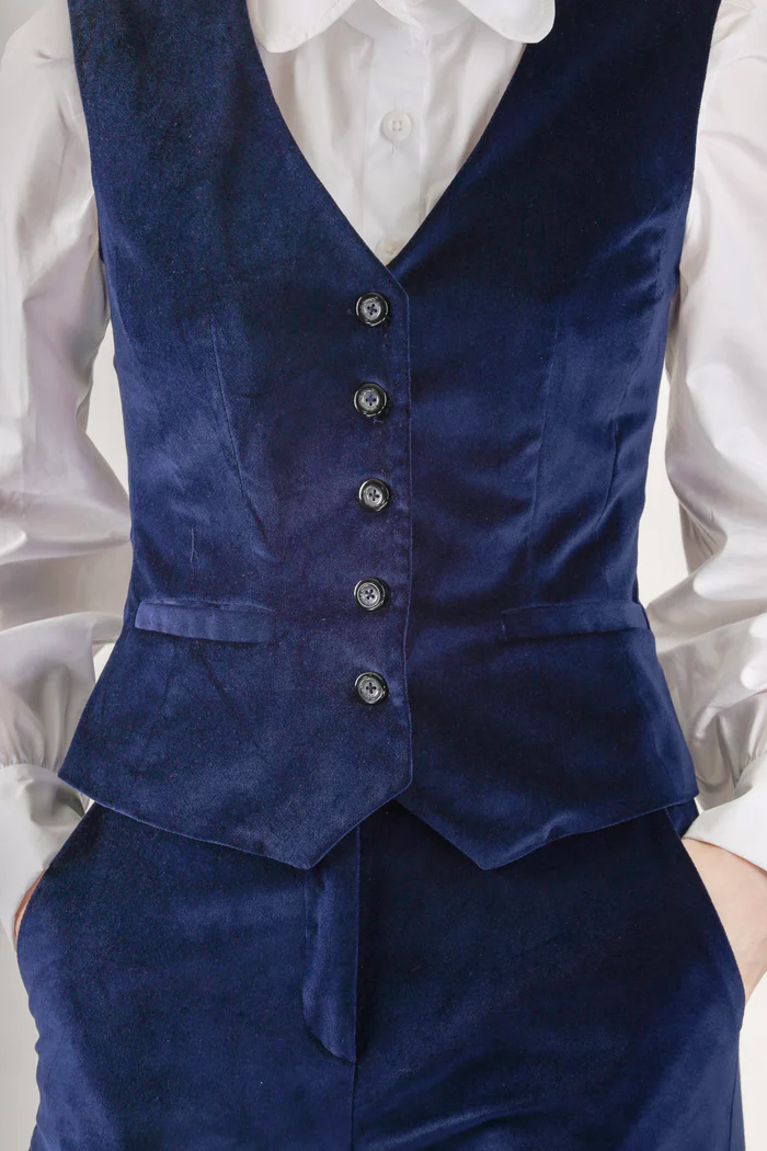 Navy Velvet Vest - Image 3