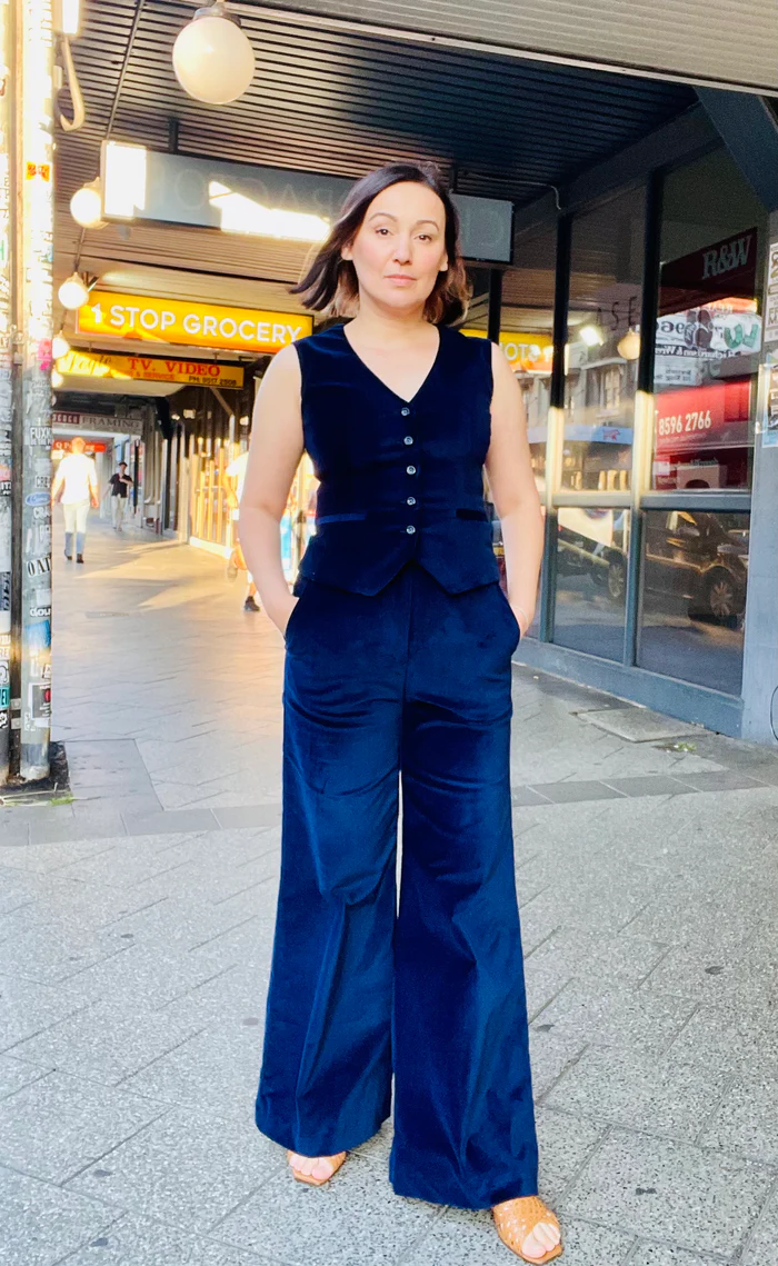 Navy Velvet Vest - Image 8
