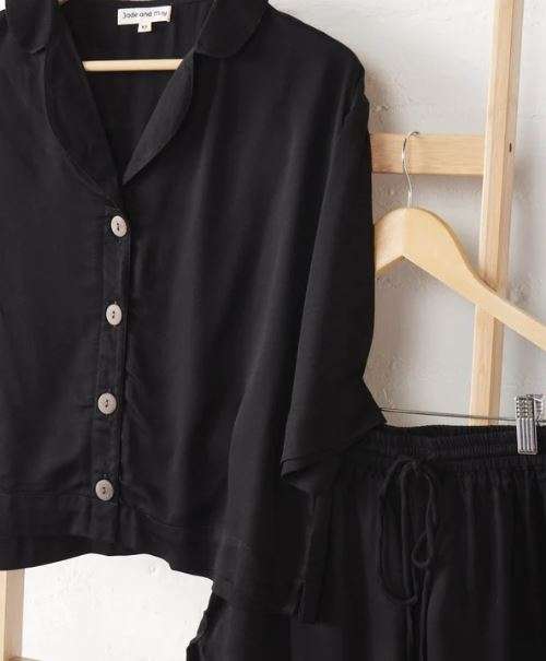 Bamboo Pyjamas: Crop Button Up and Pant Set - Image 10
