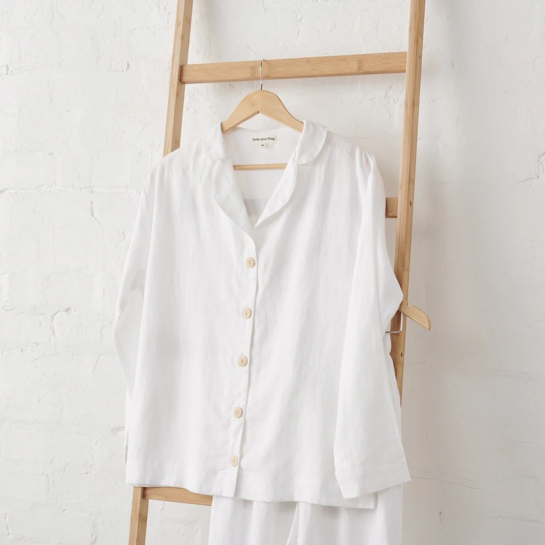 Classic White Linen Pyjama Set - Image 5